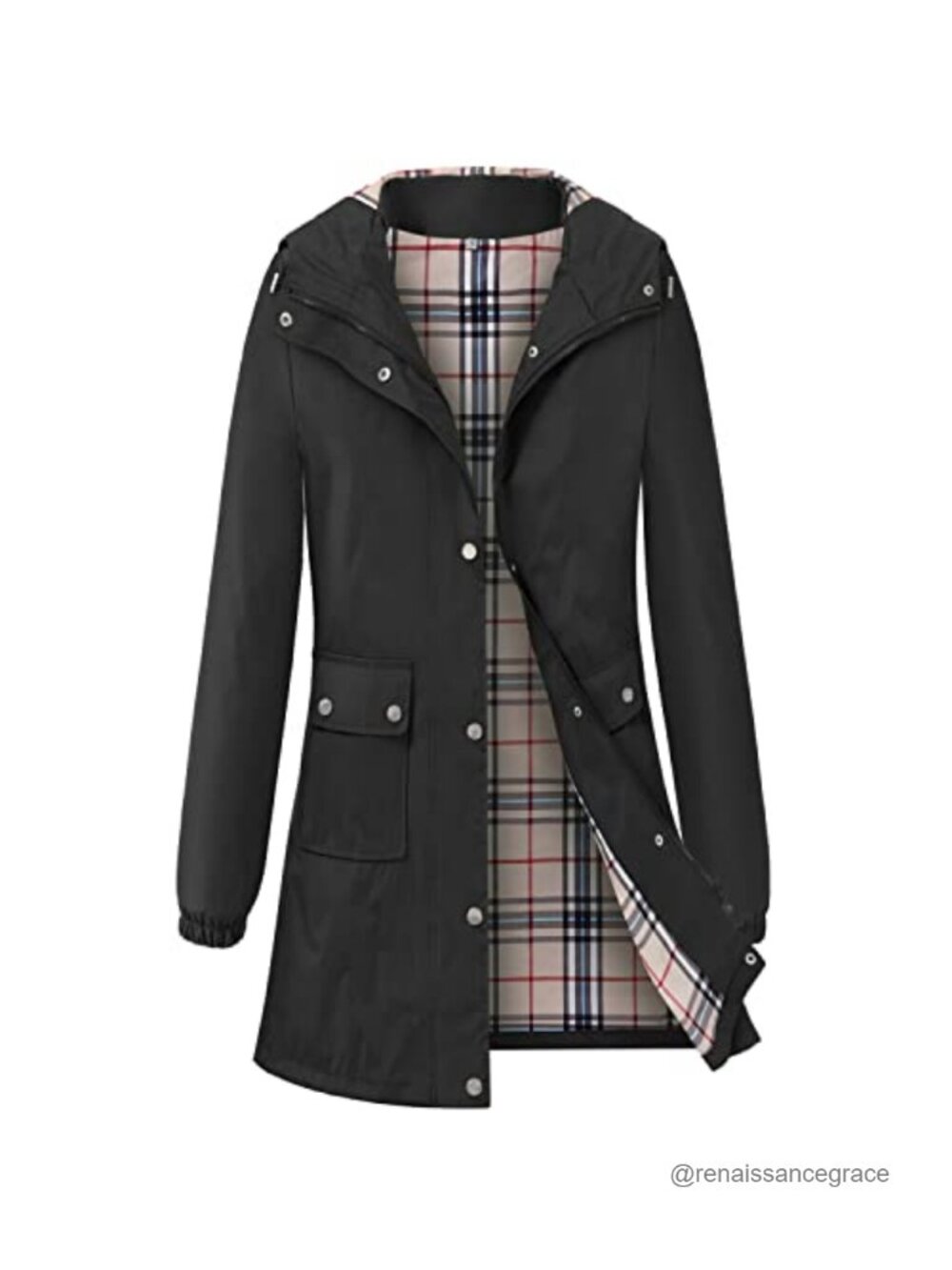 Women's Waterproof Raincoat Lightweight Hooded Trench Windbreaker